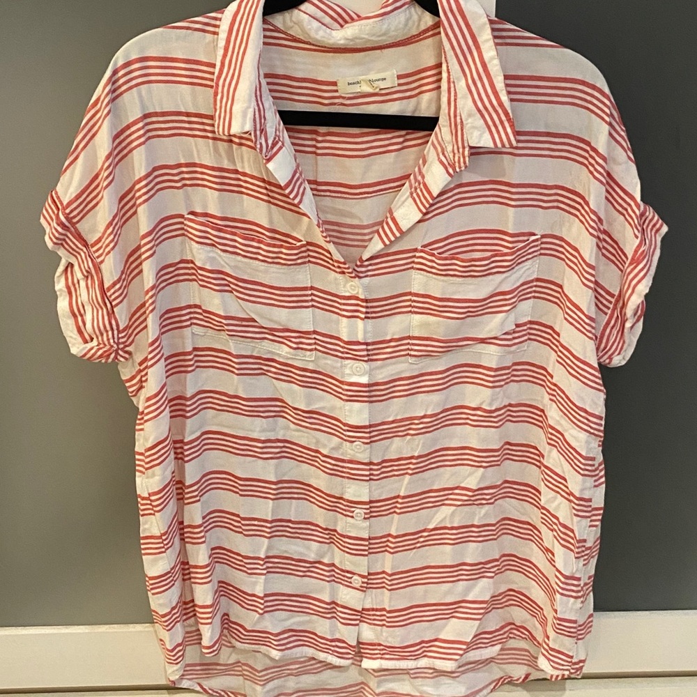 White blouse with Red stripes